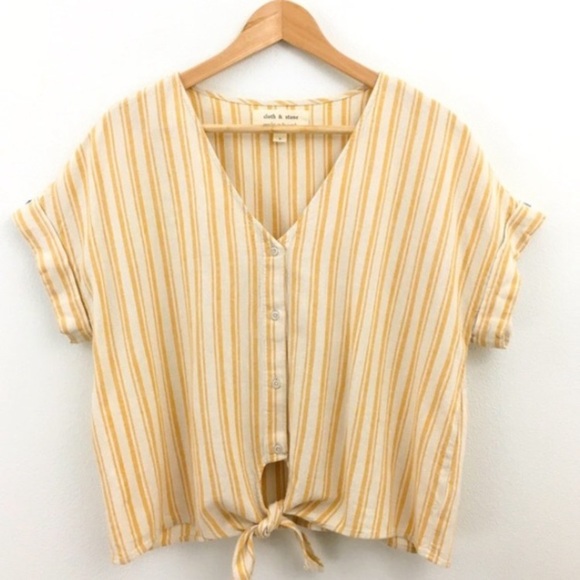 cloth & stone Tops - Cloth & Stone | Striped Tie Front Top